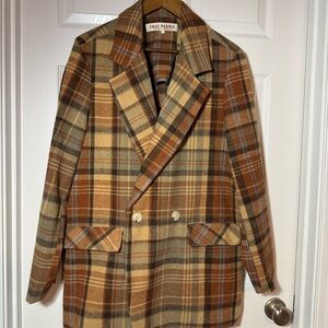 Free People Plaid Double-Breasted Blazer
